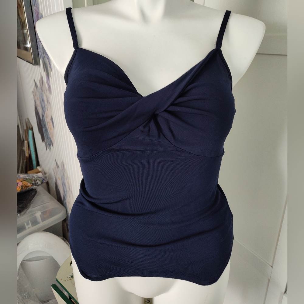 Lauren Ralph Lauren Deep Navy Stretch Twist Tank Sz LG EUC 10-12  Unworn Cond